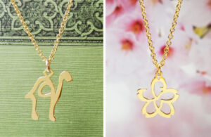Camel and sakura shape handmade necklace